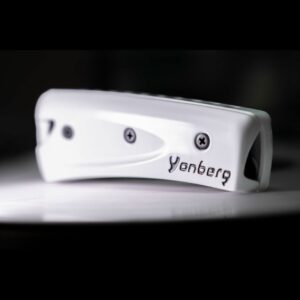 Harmonica diatonique Yonberg blanc posé sur un vinyle