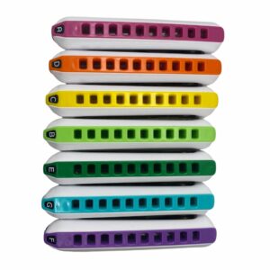 7 harmonicas aux couleurs de l'arc-en-ciel